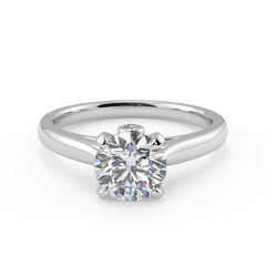 1–2 Carat Round Lab Grown Diamond Solitaire Ring | Hidden Diamond Accent | IGI Certified | 18K White Gold