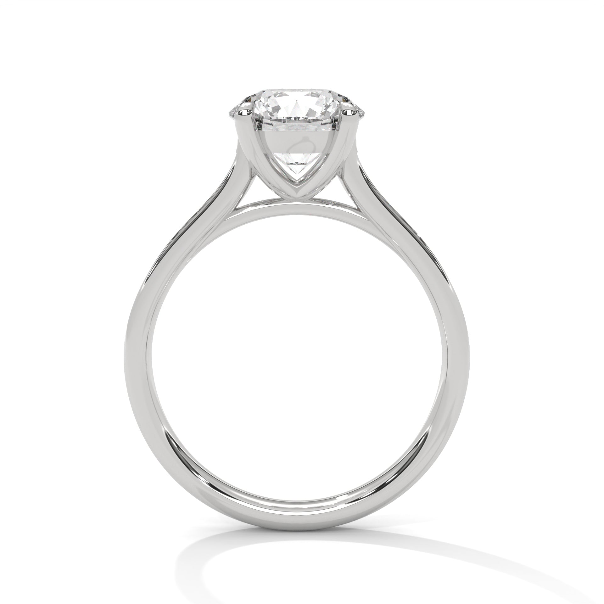 1–3 Carat Round Lab-Grown Diamond Solitaire Engagement Ring – Six Prongs - Pave Band – 18K Gold