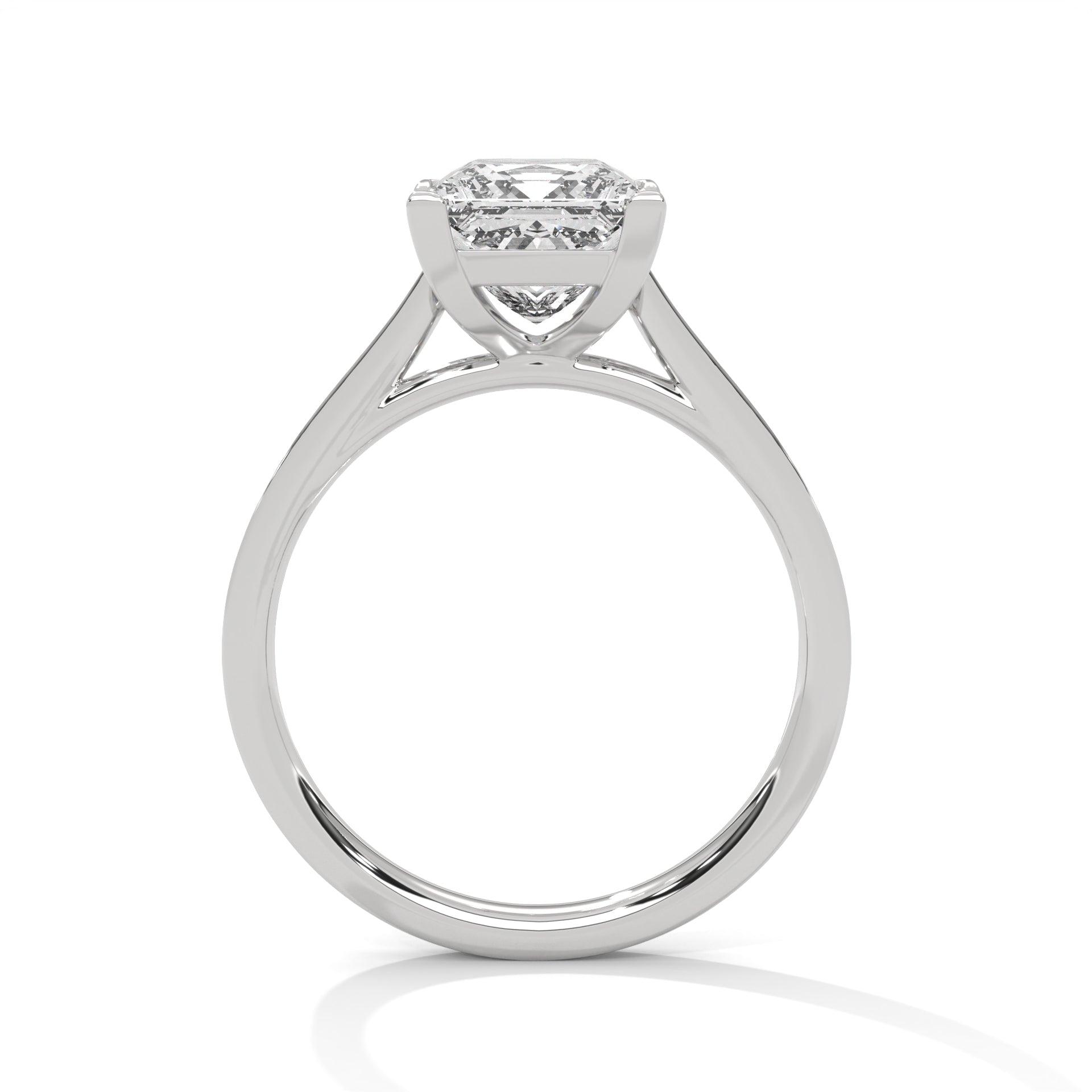1–3 Carat Princess Lab-Grown Diamond Solitaire Ring – Cathedral Pave Band, 18K Gold