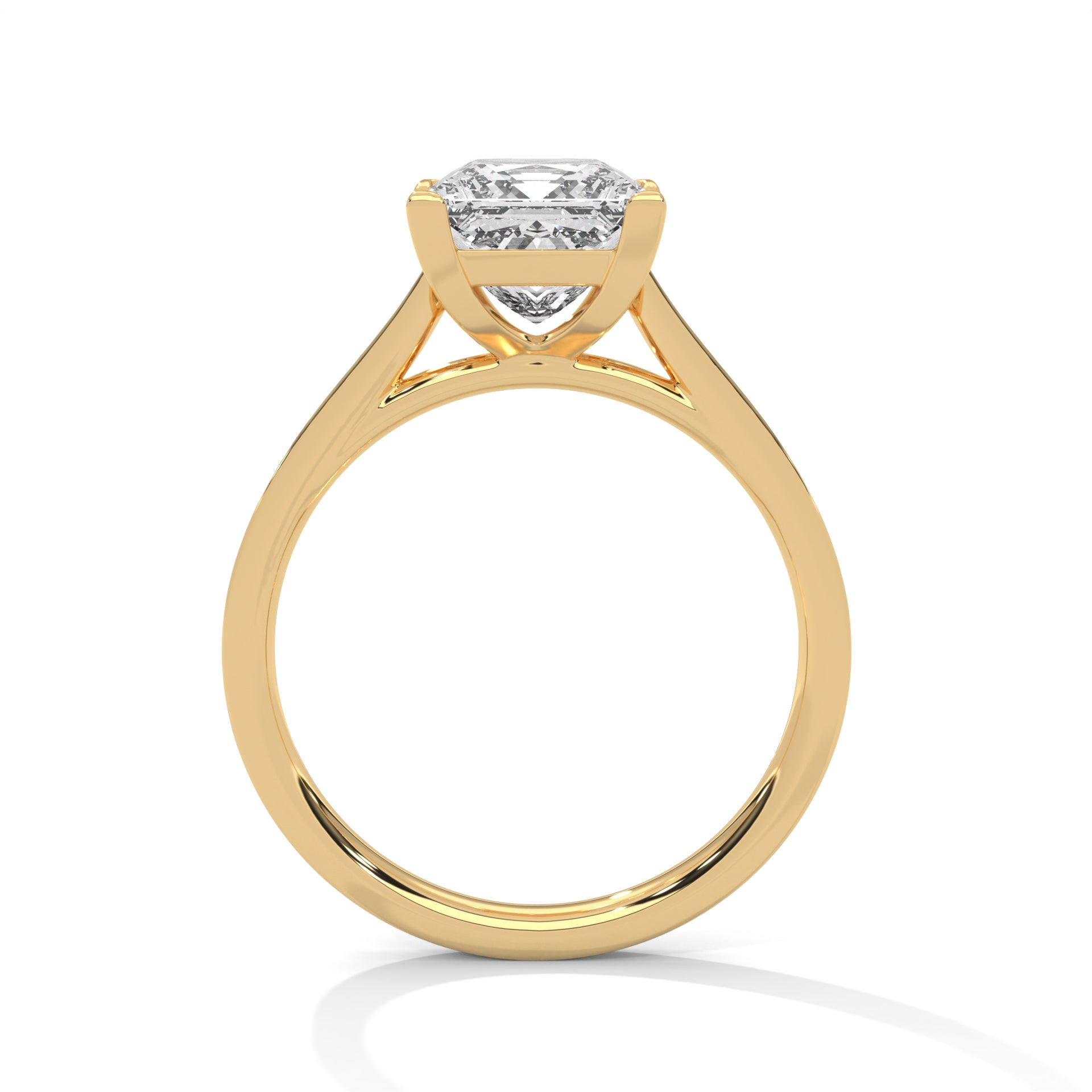 1–3 Carat Princess Lab-Grown Diamond Solitaire Ring – Cathedral Pave Band, 18K Gold