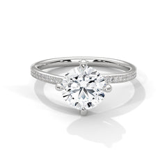 1–3 Carat Round Lab-Grown Diamond Solitaire Ring – Pave Band, 18K Gold