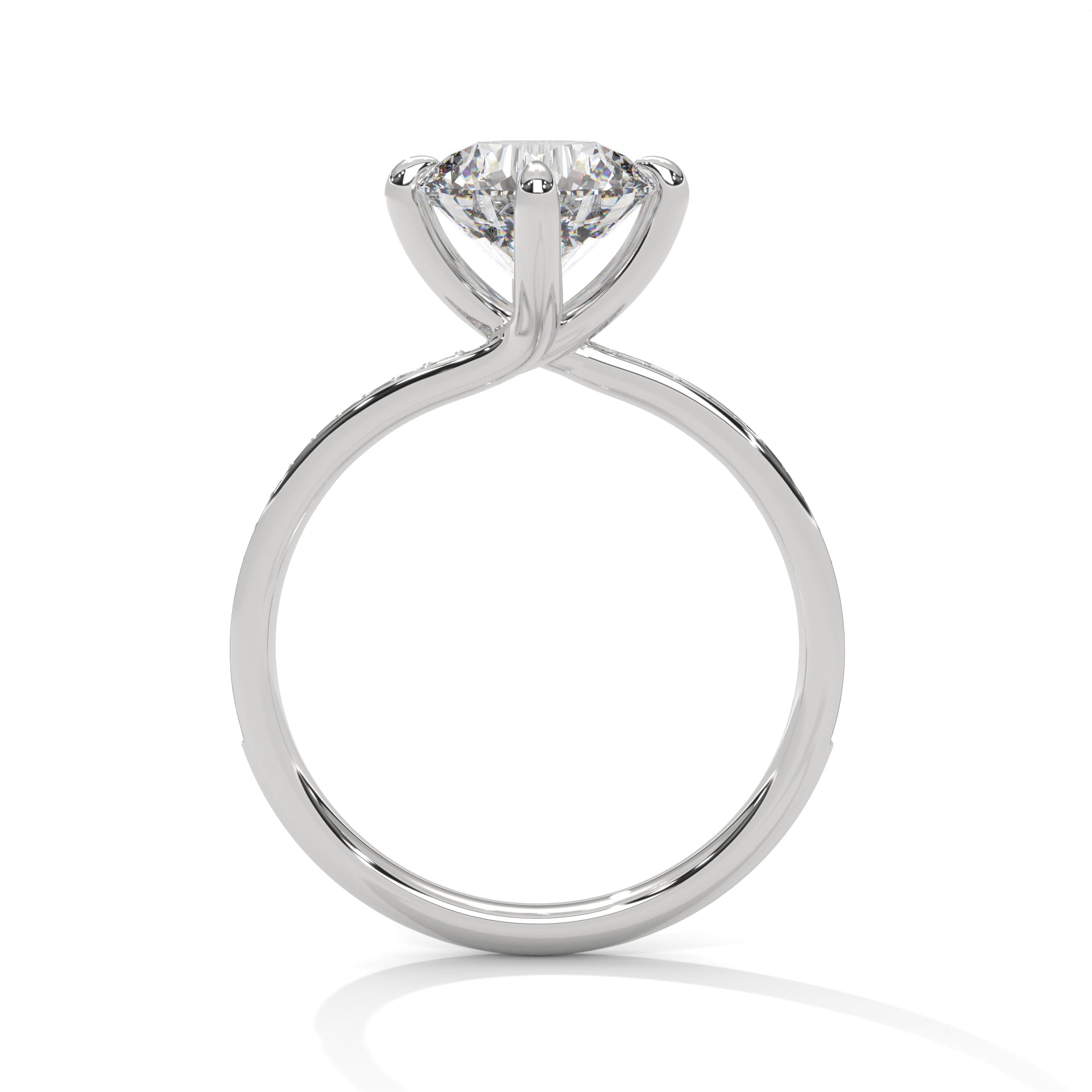 1–3 Carat Round Lab-Grown Diamond Solitaire Ring – Pave Band, 18K Gold