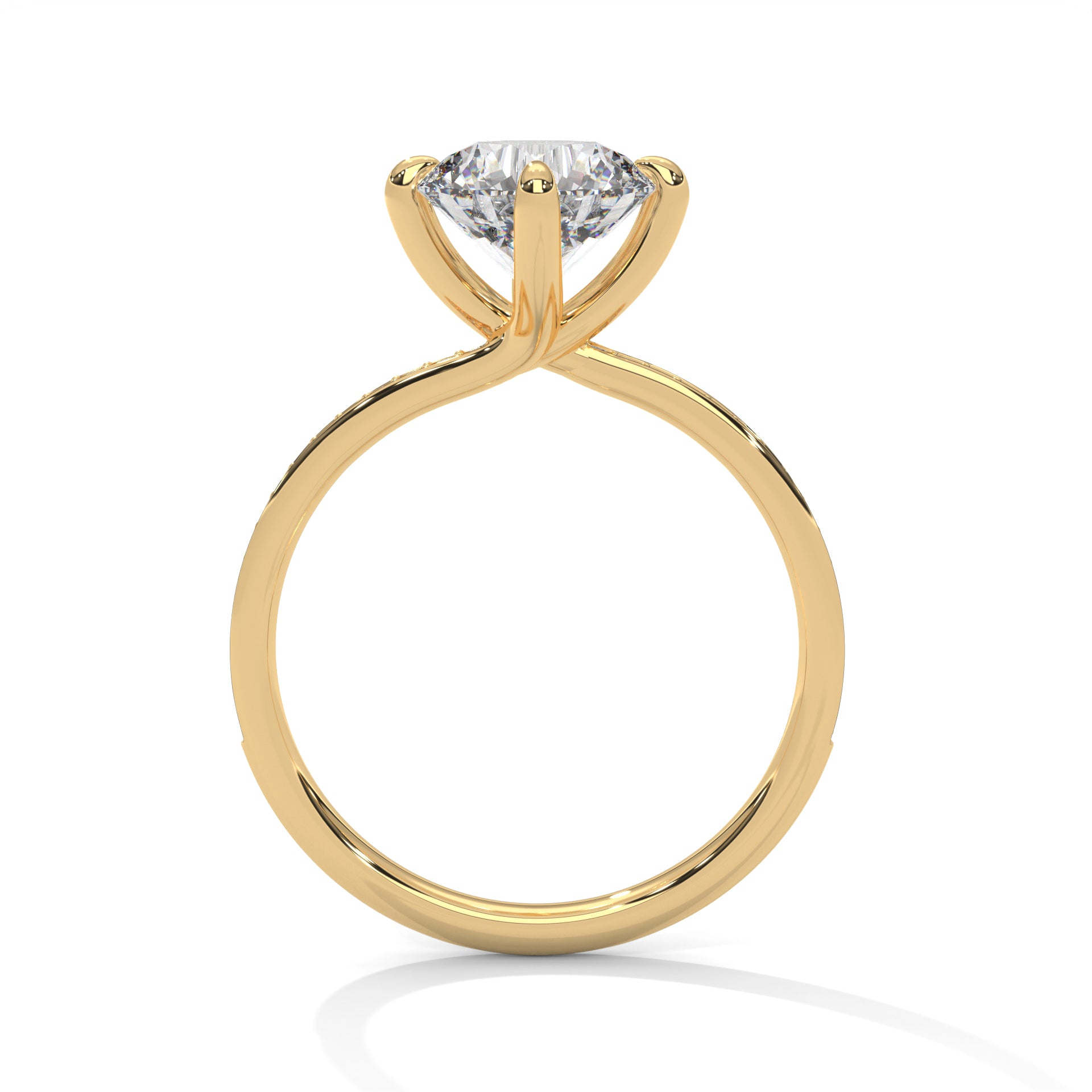 1–3 Carat Round Lab-Grown Diamond Solitaire Ring – Pave Band, 18K Gold