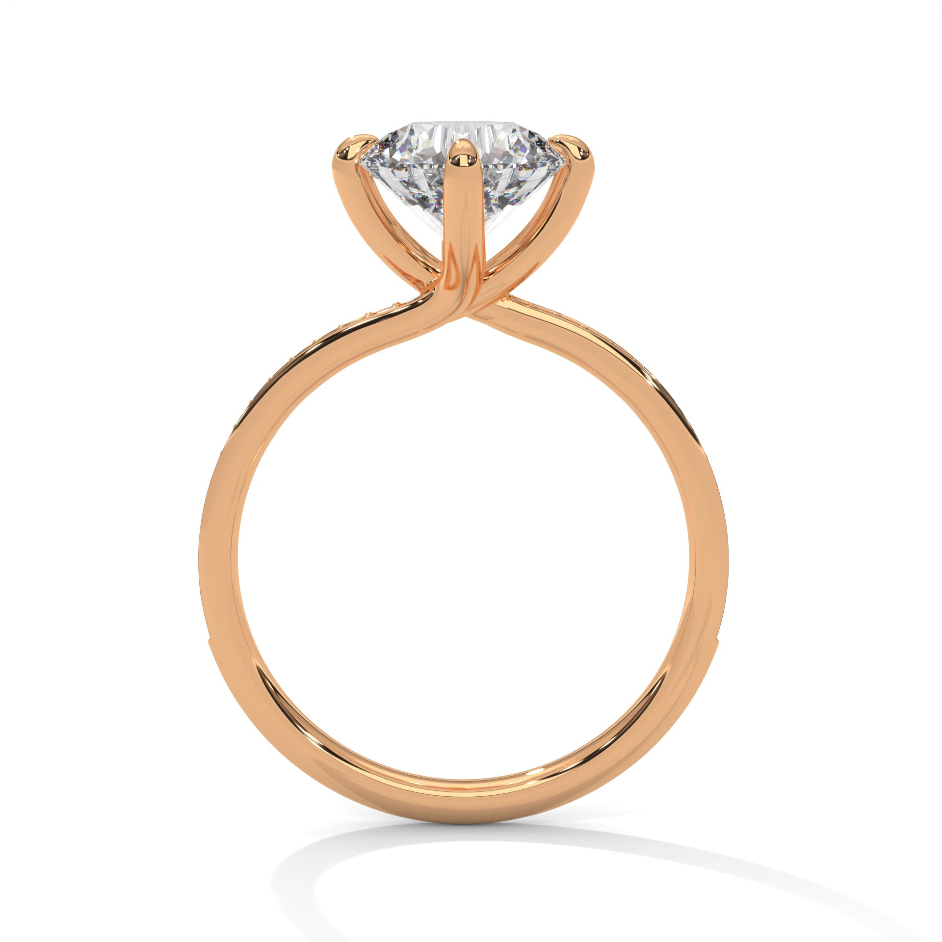 1–3 Carat Round Lab-Grown Diamond Solitaire Ring – Pave Band, 18K Gold