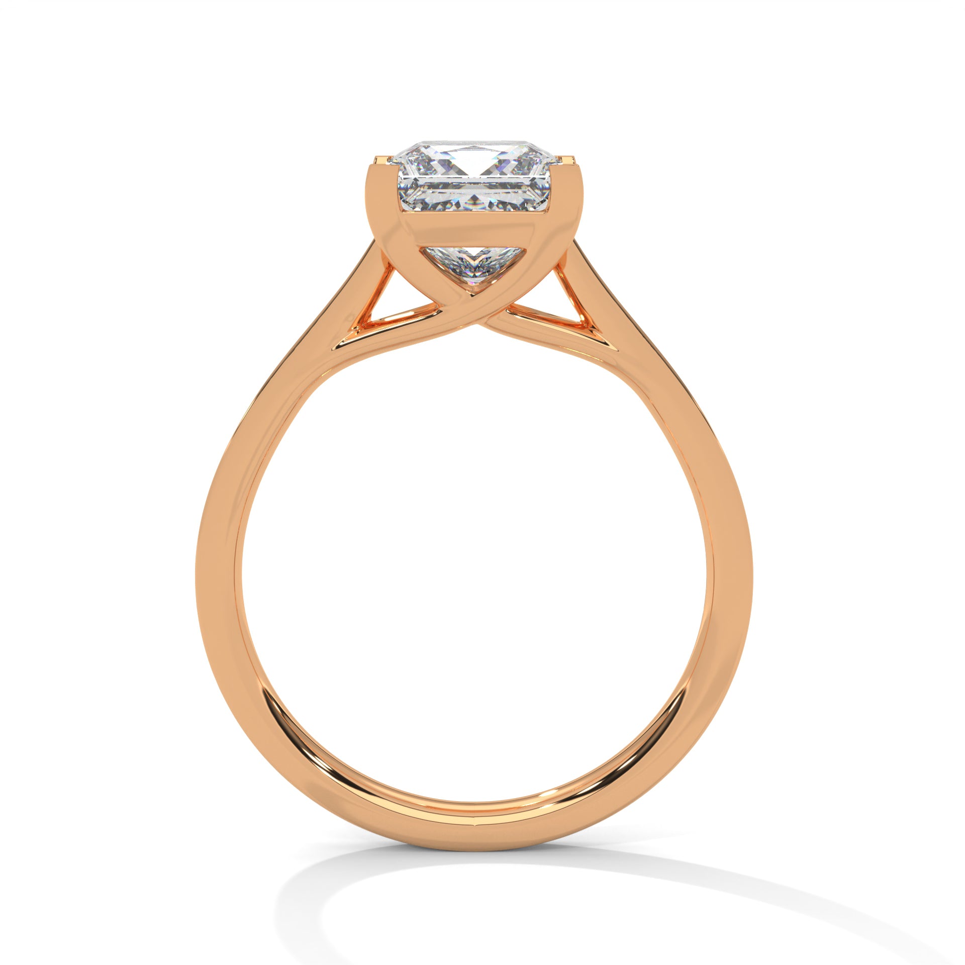 1–3 Carat Princess Lab-Grown Diamond Solitaire Ring – Pave Band, 18K Gold