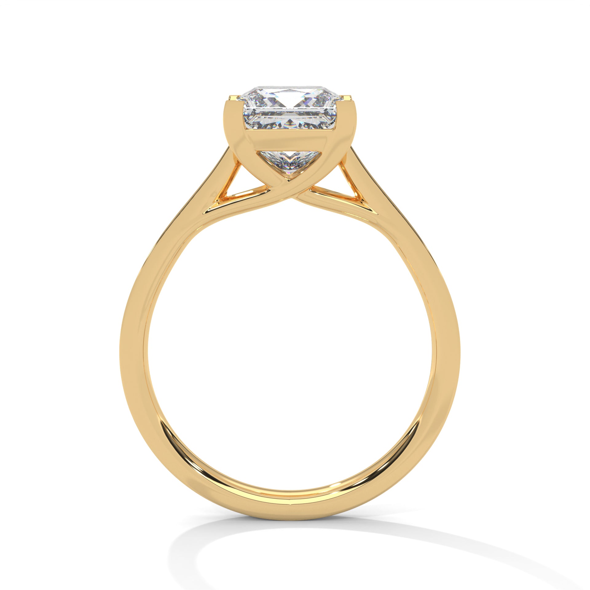 1–3 Carat Princess Lab-Grown Diamond Solitaire Ring – Pave Band, 18K Gold