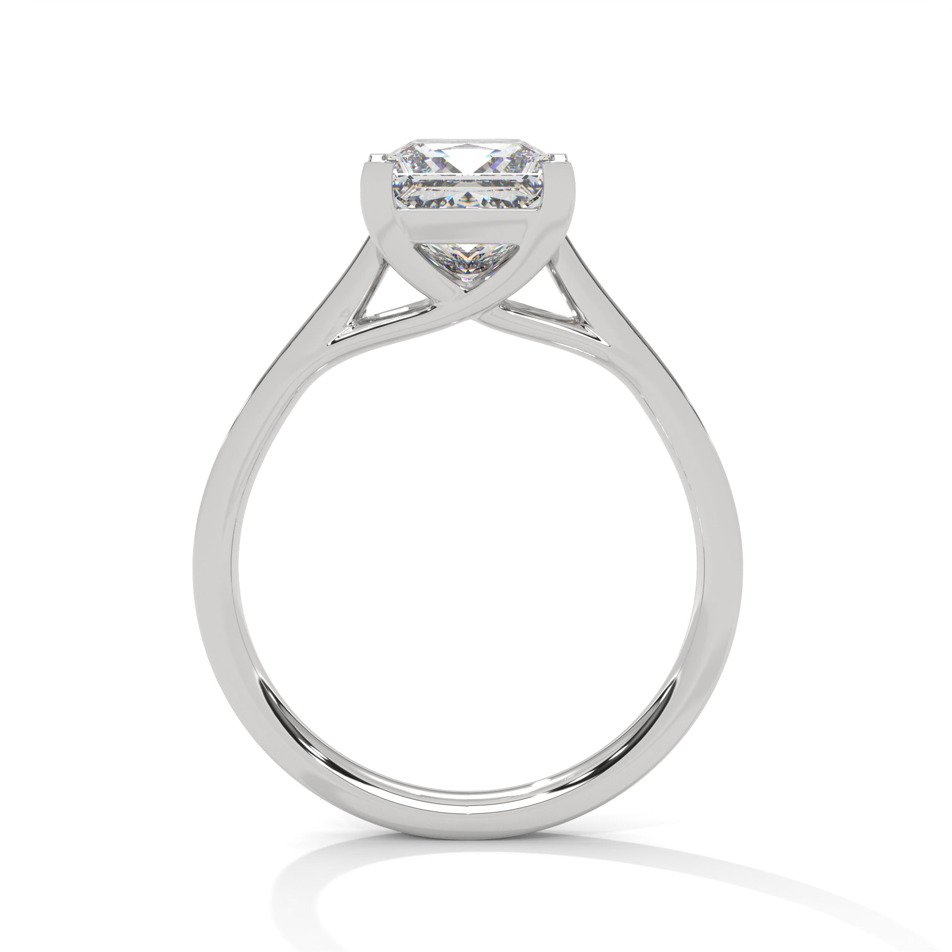 1–3 Carat Princess Lab-Grown Diamond Solitaire Ring – Pave Band, 18K Gold