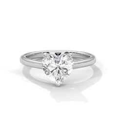 1–3 Carat Heart Lab-Grown Diamond Solitaire Engagement Ring – Plain Band, 18K Gold