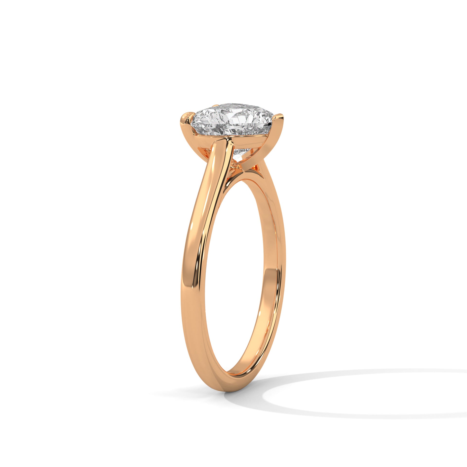 1–3 Carat Heart Lab-Grown Diamond Solitaire Engagement Ring – Plain Band, 18K Gold