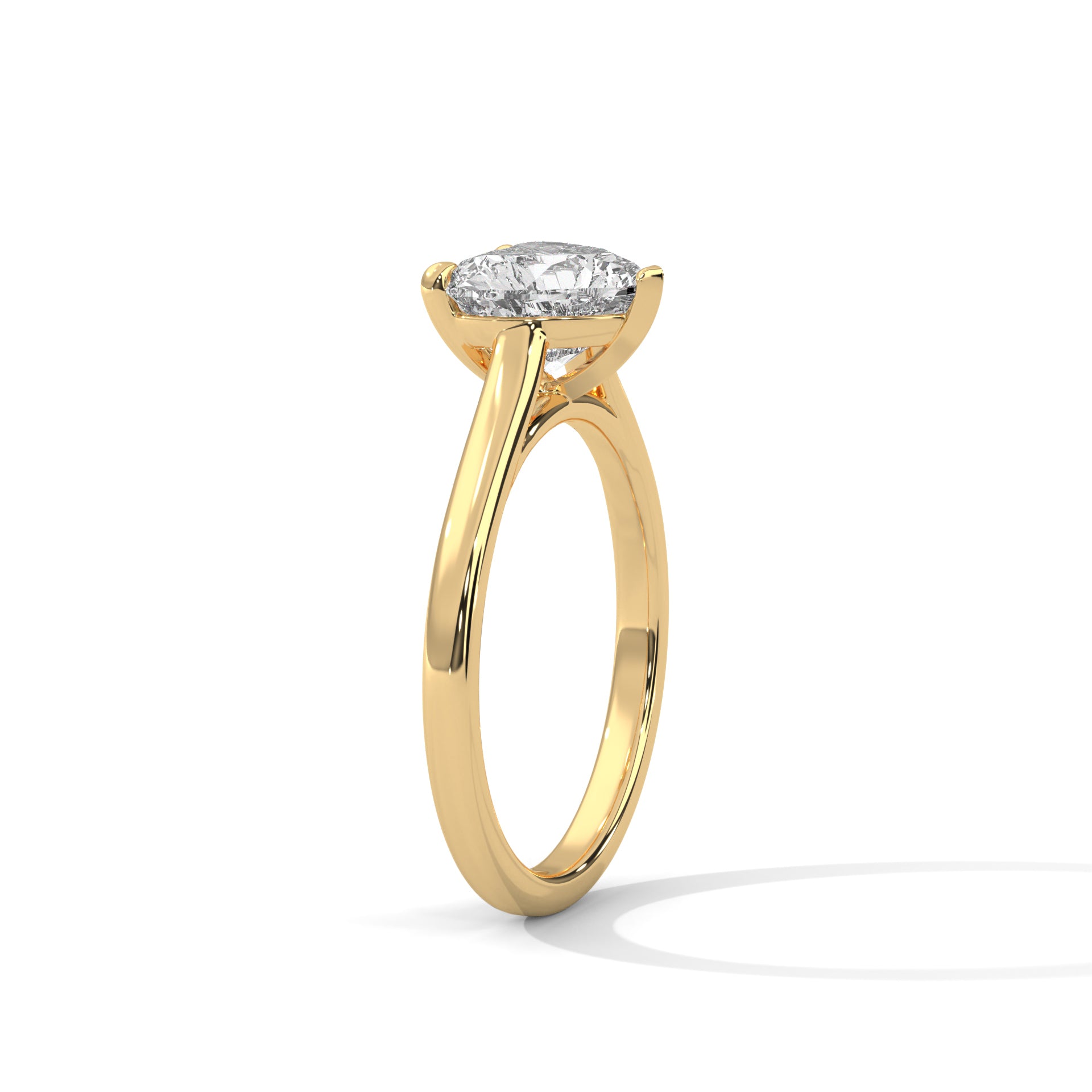 1–3 Carat Heart Lab-Grown Diamond Solitaire Engagement Ring – Plain Band, 18K Gold