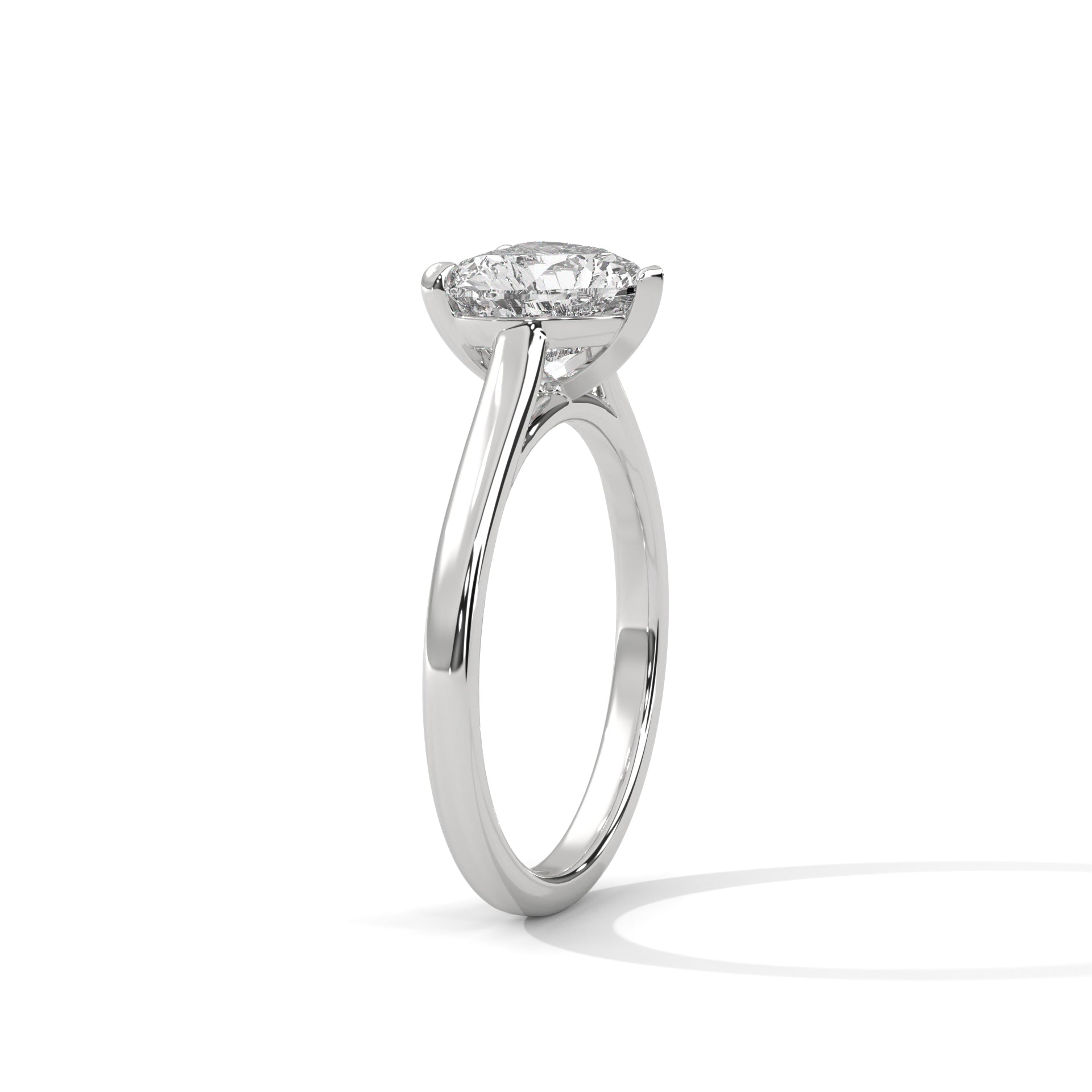1–3 Carat Heart Lab-Grown Diamond Solitaire Engagement Ring – Plain Band, 18K Gold