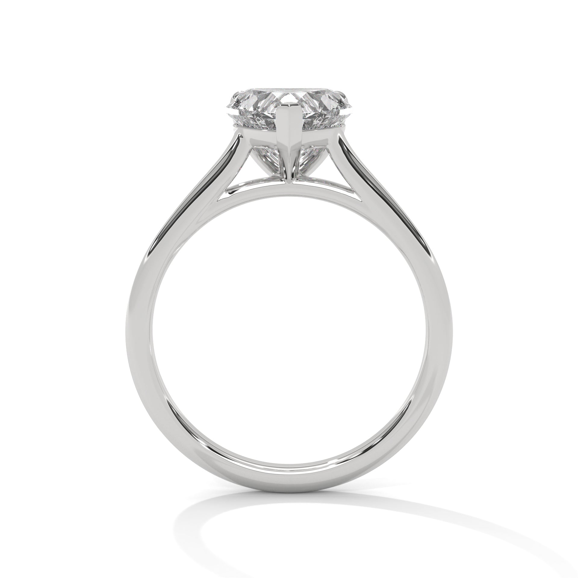 1–3 Carat Heart Lab-Grown Diamond Solitaire Engagement Ring – Plain Band, 18K Gold