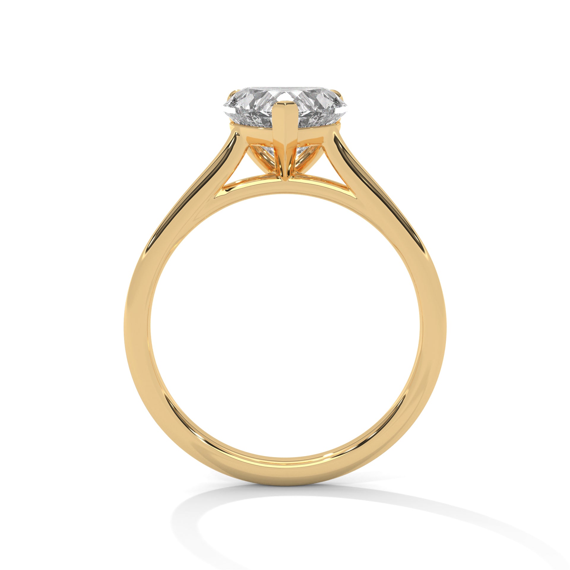 1–3 Carat Heart Lab-Grown Diamond Solitaire Engagement Ring – Plain Band, 18K Gold