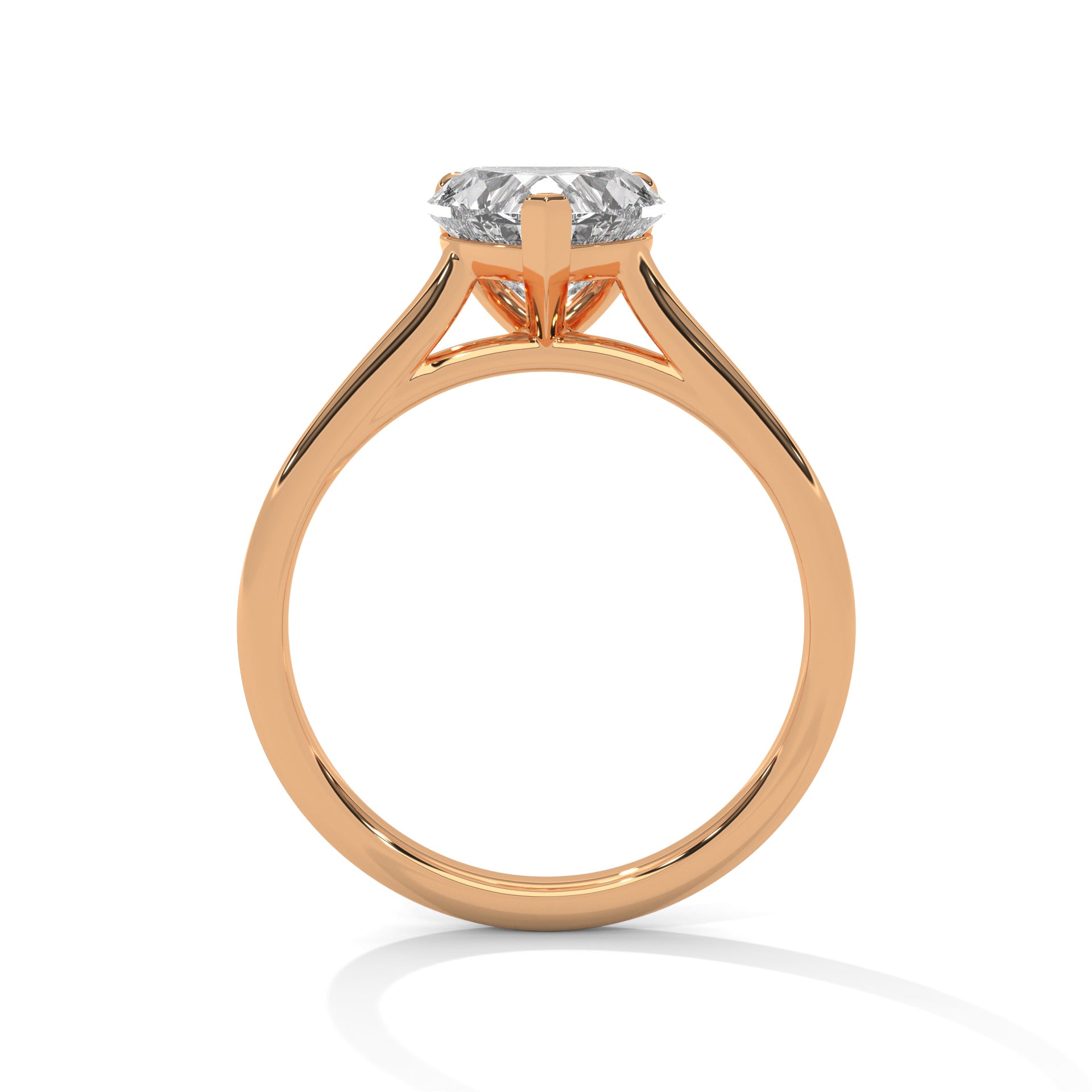 1–3 Carat Heart Lab-Grown Diamond Solitaire Engagement Ring – Plain Band, 18K Gold