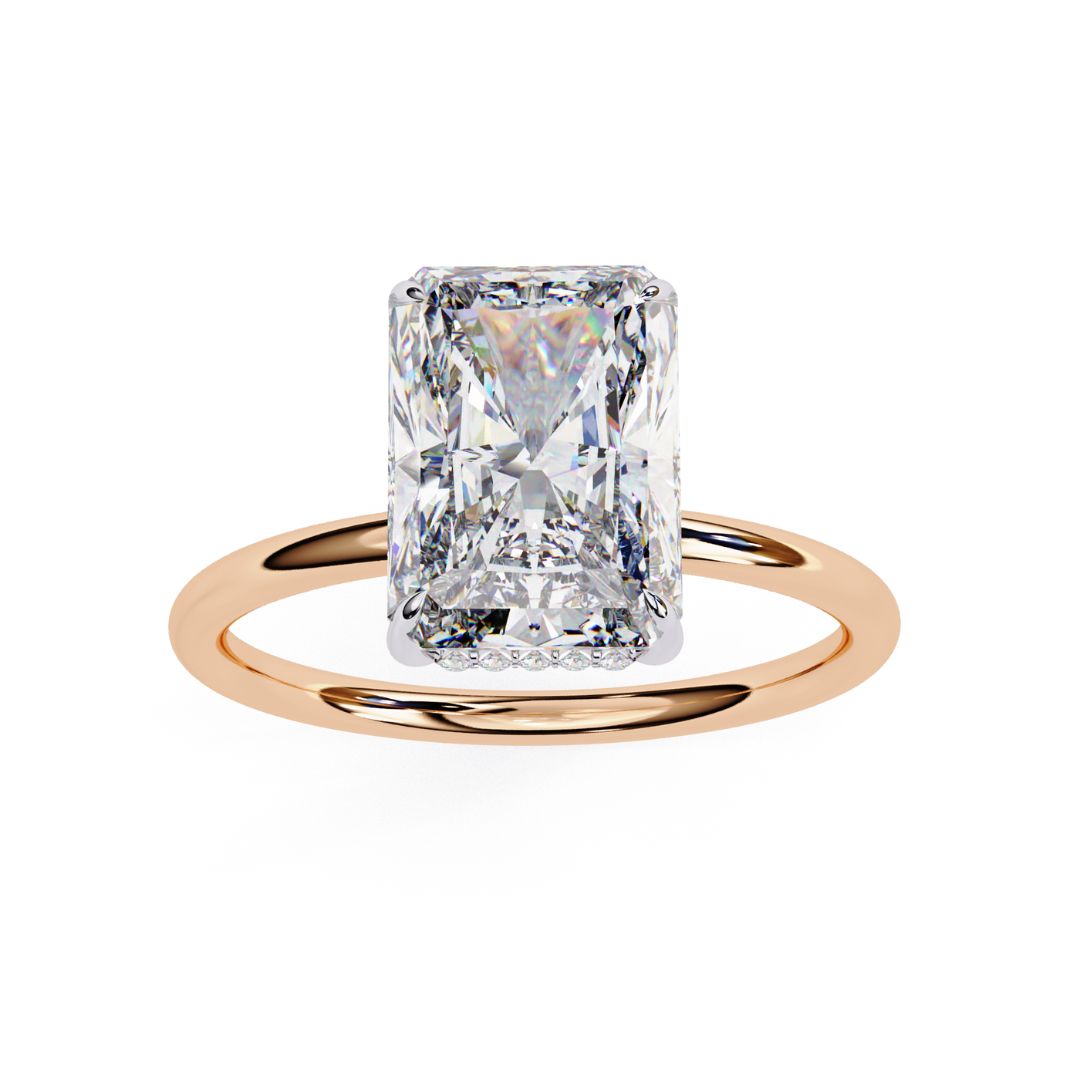 1–5 Carat Radiant Cut Lab Grown Diamond Hidden Halo Ring | Classic Solitaire | Dual Tone Options | IGI Certified | 18K Gold