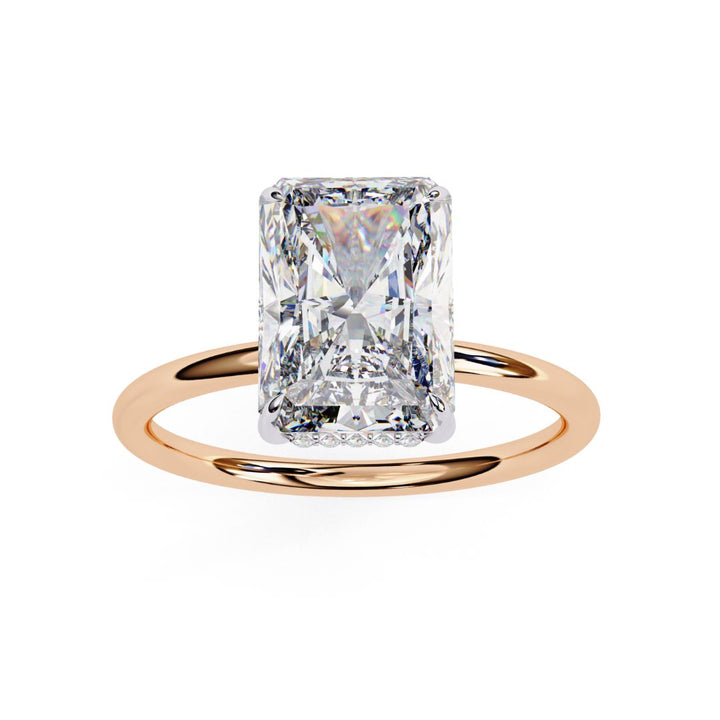 1–5 Carat Radiant Cut Lab Grown Diamond Hidden Halo Ring | Classic Solitaire | Dual Tone Options | IGI Certified | 18K Gold