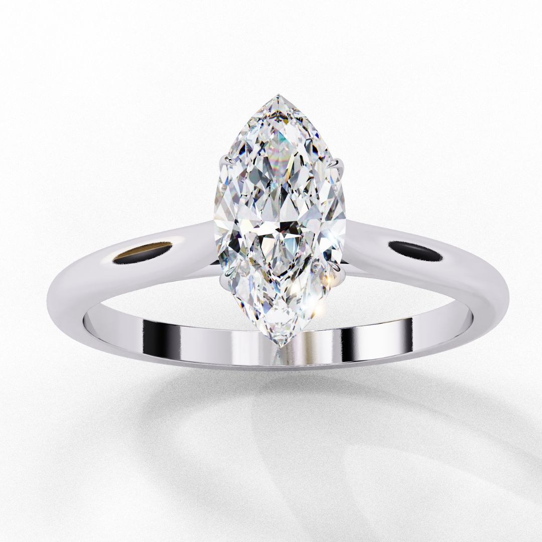 1–5 Carat Marquise Cut Lab Grown Diamond Engagement Ring in 18K Yellow, White or Rose Gold
