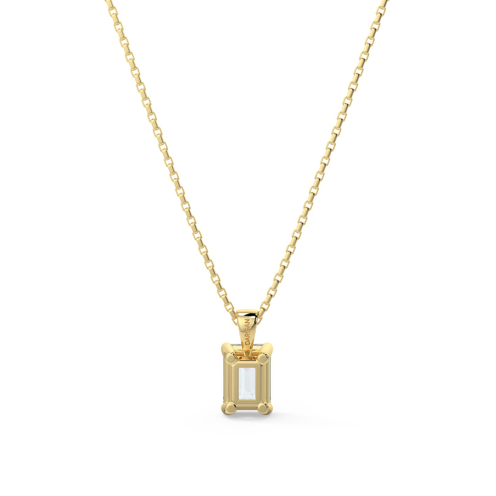 Emerald Cut Lab-Grown Diamond Solitaire Pendant Necklace with Chain | 18K Gold | 0.50–3 Carats