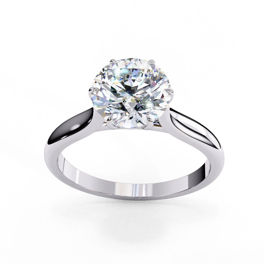 1–5 Carat Round Brilliant Lab Grown Diamond Solitaire Ring in 18K Gold