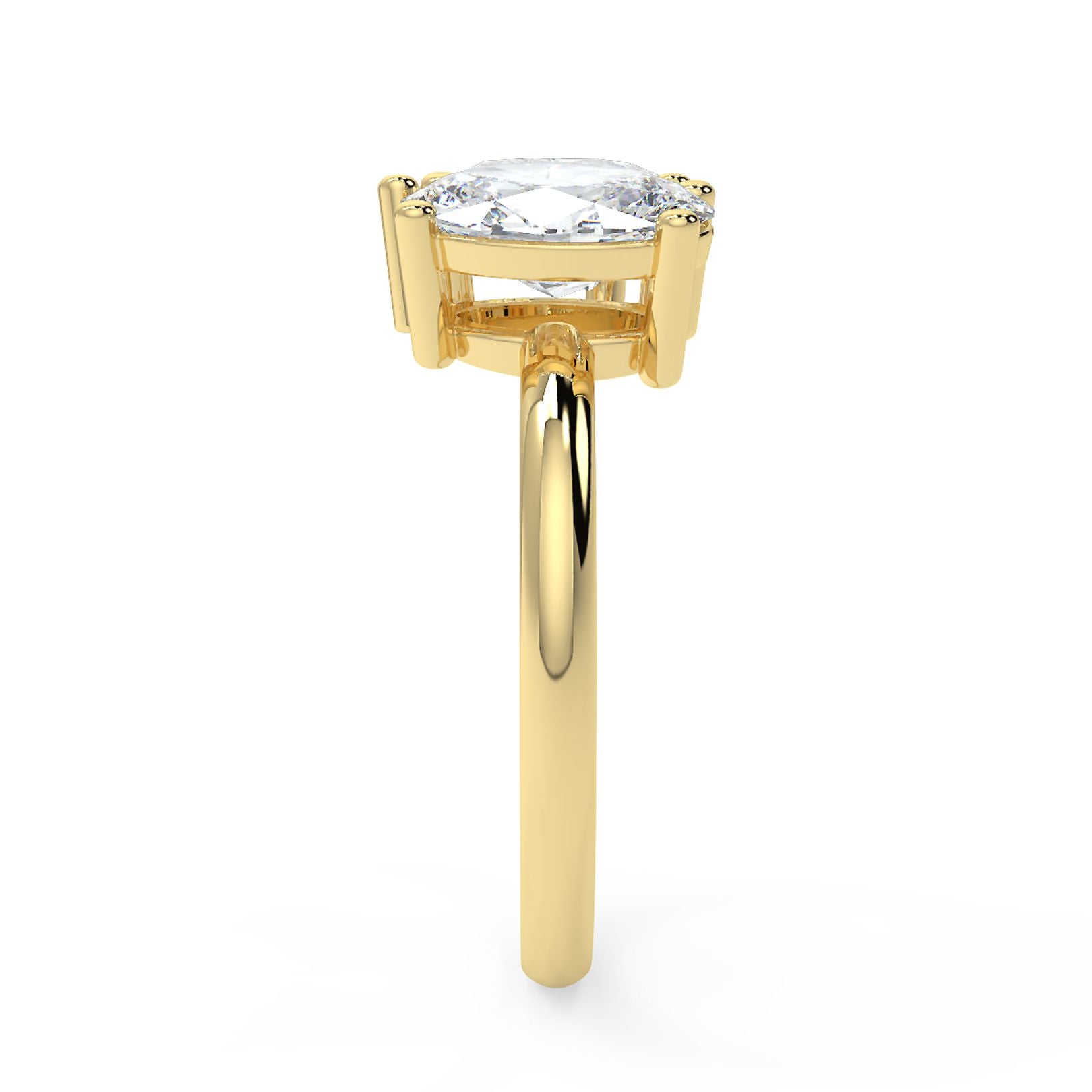 Oval and Pear Toi et Moi Lab-Grown Diamond Solitaire Ring in 18K White, Yellow & Rose Gold