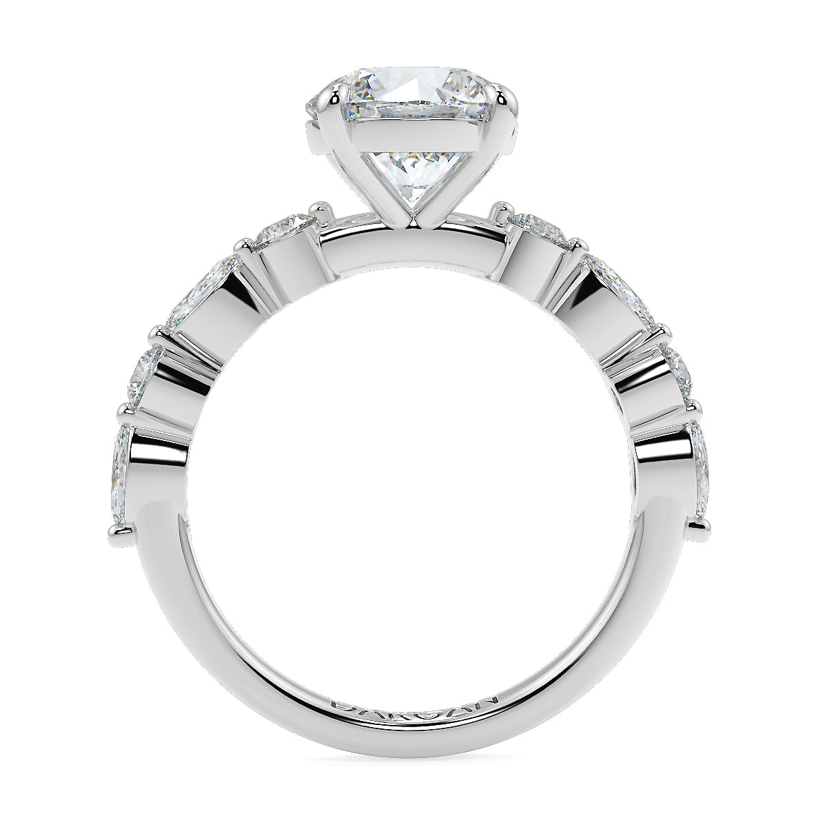 2-5 Carat Round Lab Grown Diamond Solitaire Ring | Marquise & Round Side Stones | IGI Certified | 18K White, Yellow & Rose Gold