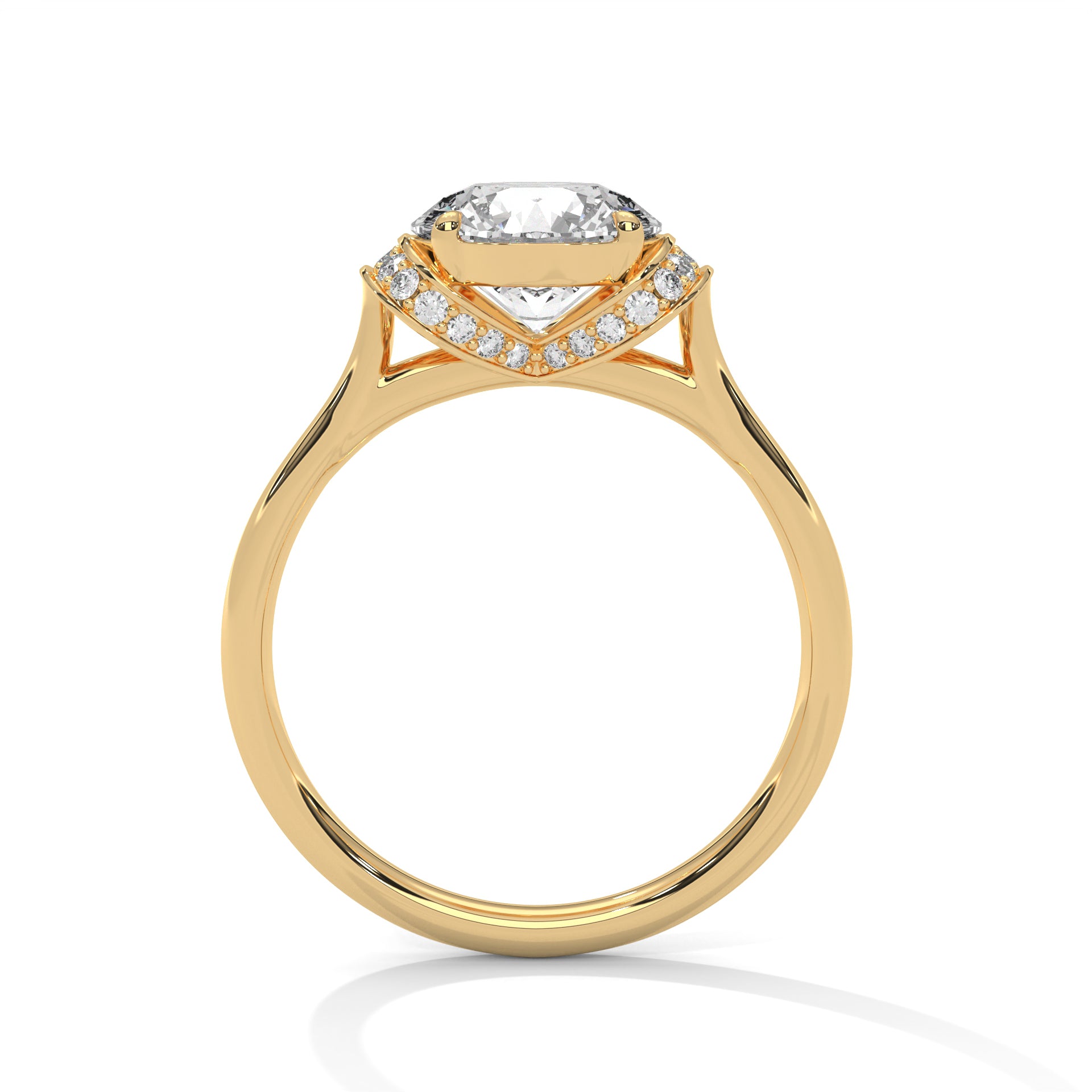 1–3 Carat Round Lab Grown Diamond Solitaire Ring with Pavé Side Accents – Modern Open Gallery Setting in 18K White, Yellow or Rose Gold