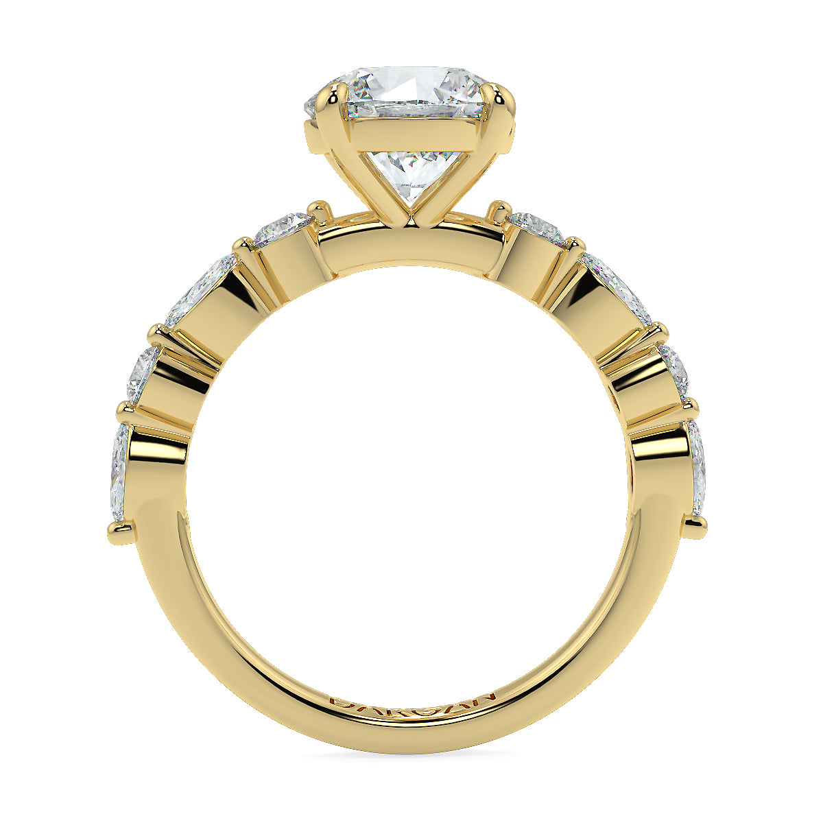 2-5 Carat Round Lab Grown Diamond Solitaire Ring | Marquise & Round Side Stones | IGI Certified | 18K White, Yellow & Rose Gold