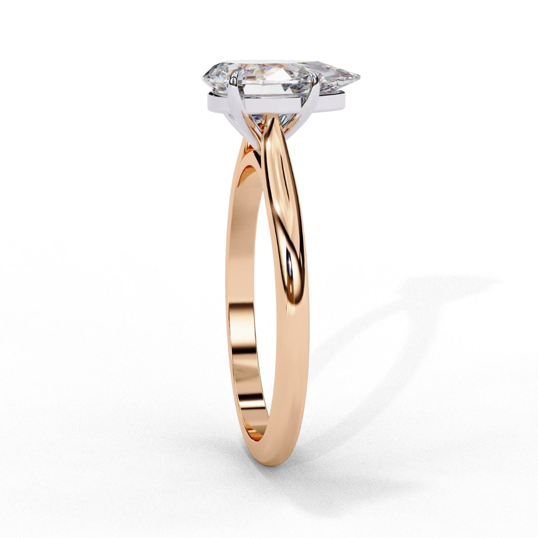 1–5 Carat Pear Cut Lab Grown Diamond Ring in 18K Gold | 4-Prong Custom Solitaire