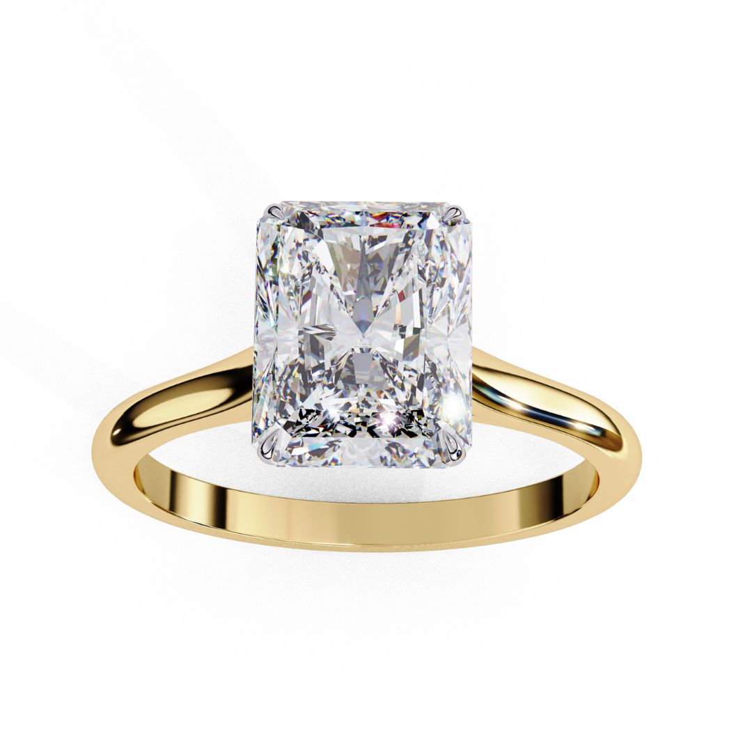 1–5 Carat Radiant Cut Lab Grown Diamond Ring in 18K Gold | 4-Prong Custom Solitaire