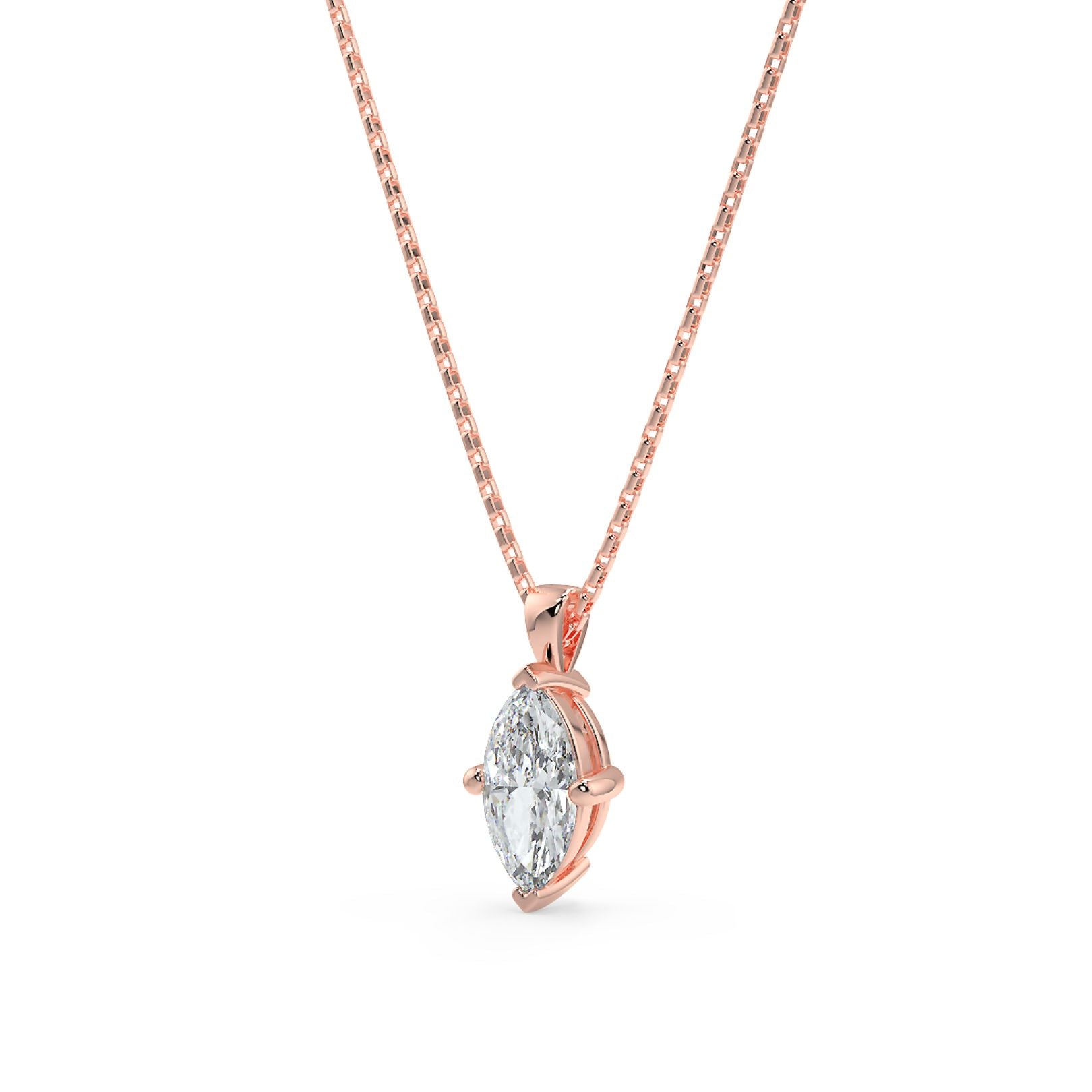 Marquise Cut Lab-Grown Diamond Pendant Necklace with Chain | 18K Gold | 0.50–3 Carats