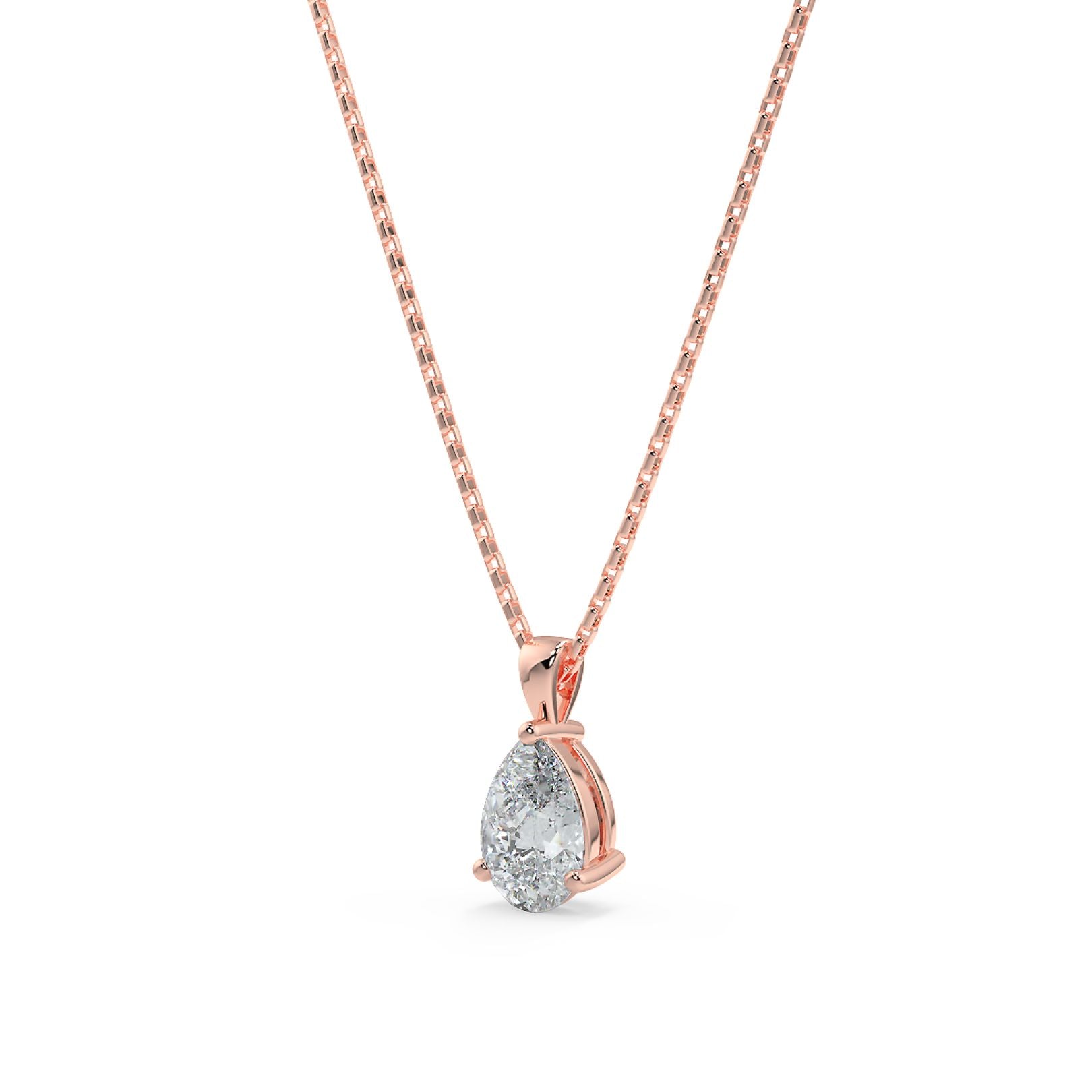 Pear Cut Lab-Grown Diamond Solitaire Pendant Necklace with Chain | 18K Gold | 0.50–3 Carats