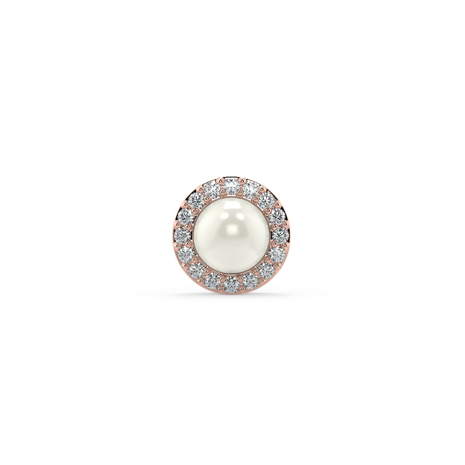 5mm Pearl & Lab-Grown Diamond Halo Stud Earrings in 18K White, Yellow & Rose Gold