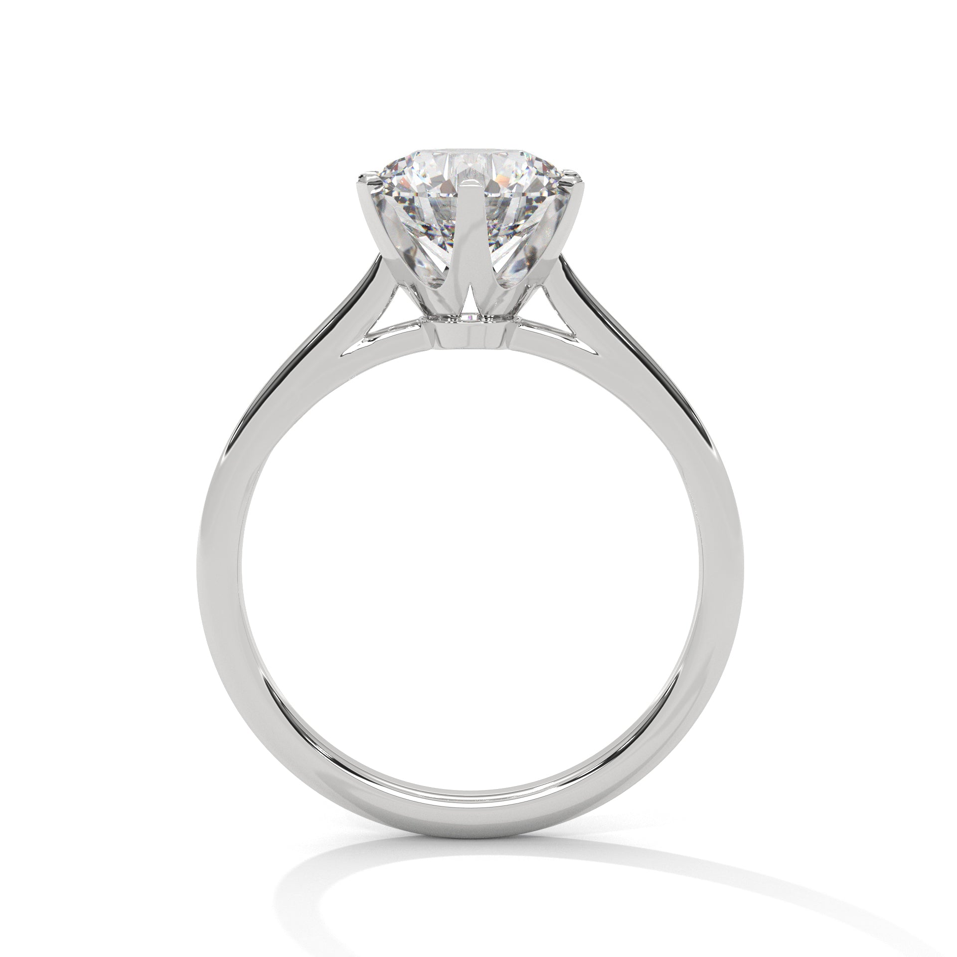 1–3 Carat Round Lab-Grown Diamond Solitaire Engagement Ring – Classic Plain Band, Six Prongs, 18K Gold