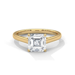 1–3 Carat Emerald Square Lab-Grown Diamond Solitaire Engagement Ring – Plain Band, 18K Gold