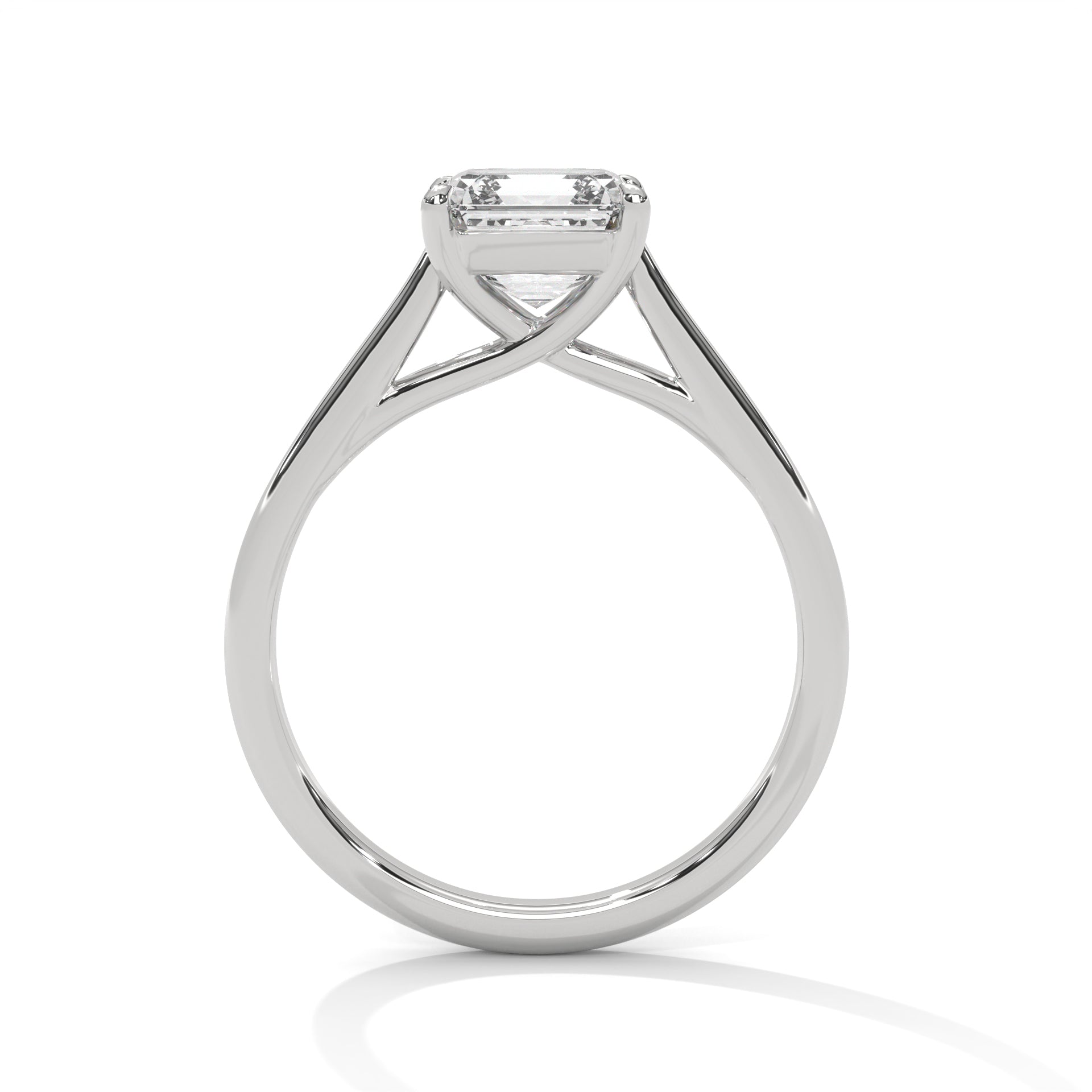 1–3 Carat Emerald Square Lab-Grown Diamond Solitaire Engagement Ring – Plain Band, 18K Gold