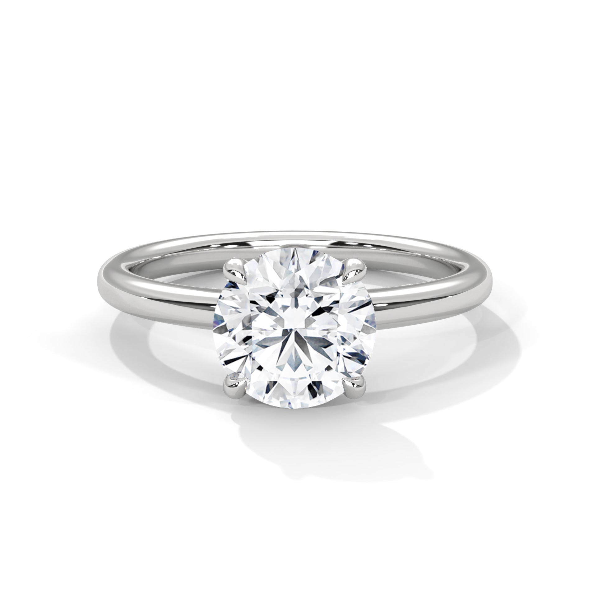 1–3 Carat Round Lab-Grown Diamond Solitaire Engagement Ring – Classic Plain Band, 18K Gold