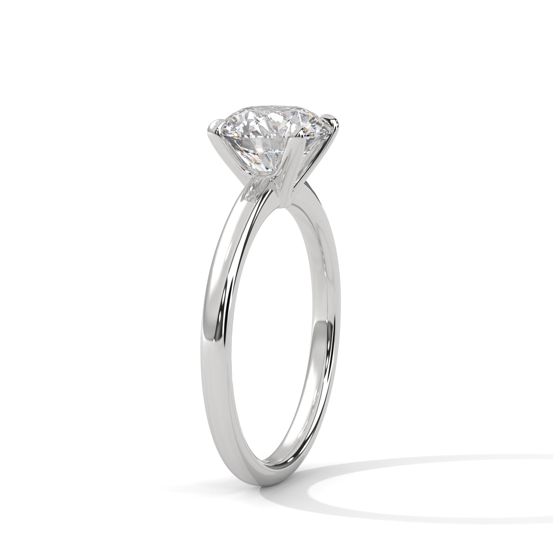 1–3 Carat Round Lab-Grown Diamond Solitaire Engagement Ring – Classic Plain Band, 18K Gold