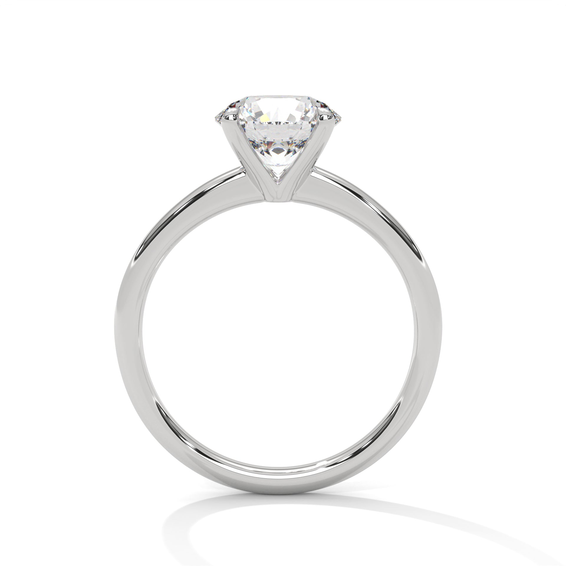 1–3 Carat Round Lab-Grown Diamond Solitaire Engagement Ring – Classic Plain Band, 18K Gold