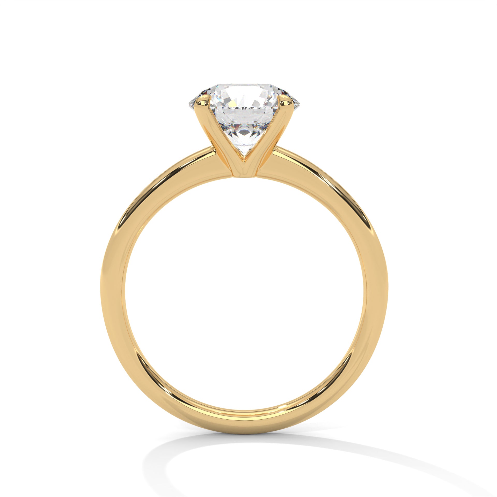 1–3 Carat Round Lab-Grown Diamond Solitaire Engagement Ring – Classic Plain Band, 18K Gold