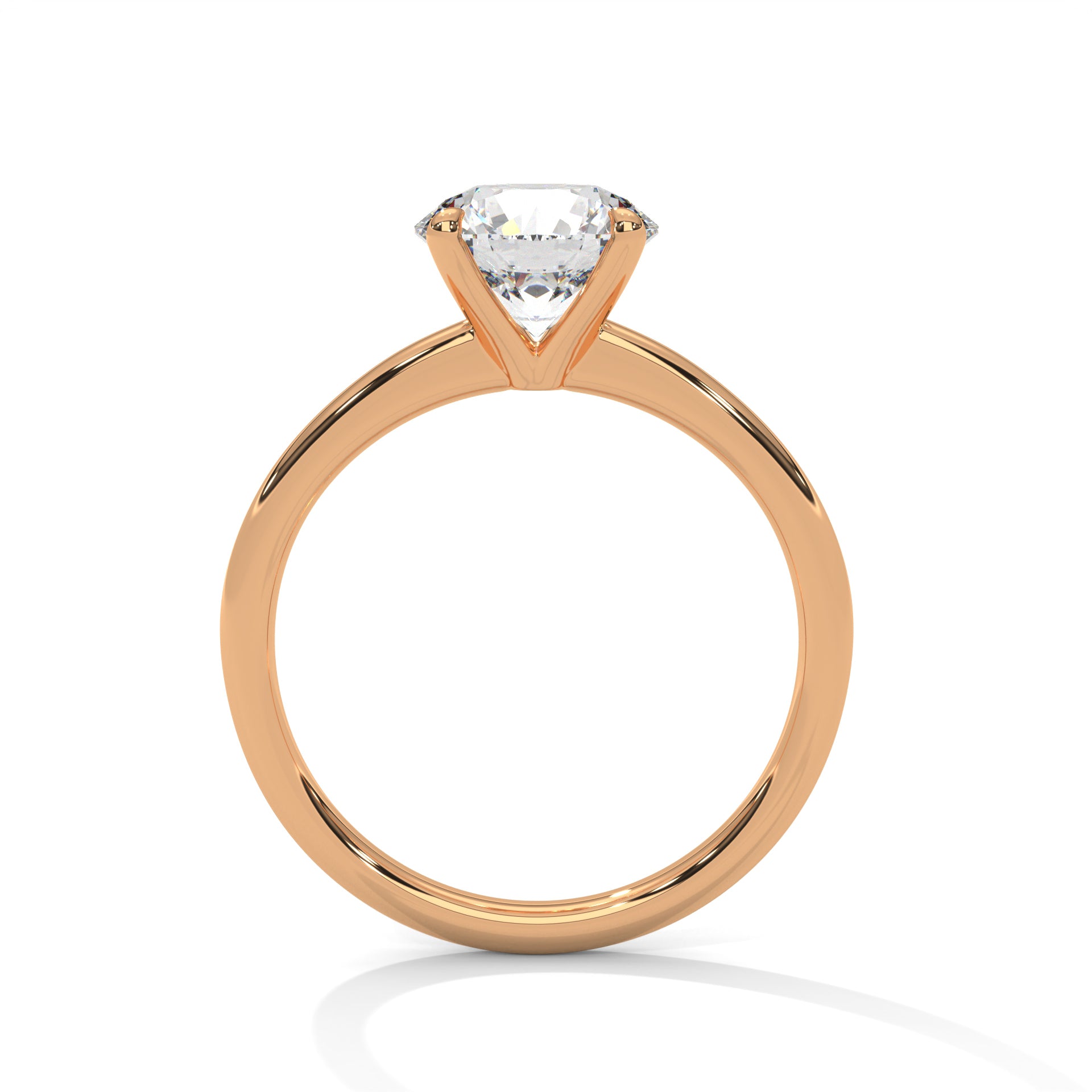 1–3 Carat Round Lab-Grown Diamond Solitaire Engagement Ring – Classic Plain Band, 18K Gold