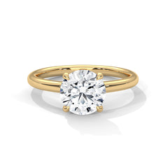 1–3 Carat Round Lab-Grown Diamond Solitaire Engagement Ring – Classic Plain Band, 18K Gold