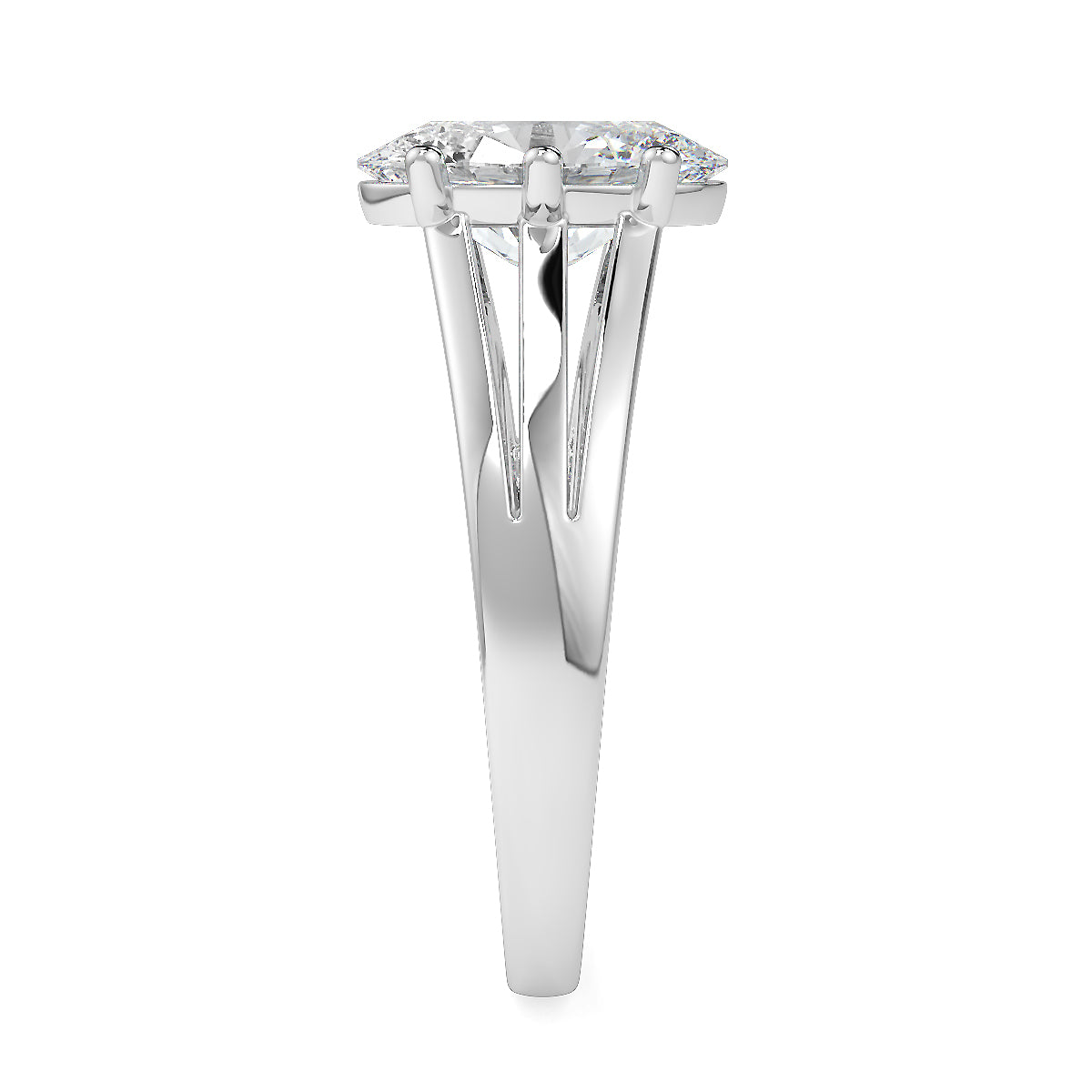 2-Carat Oval Lab-Grown Diamond Solitaire Ring with a Three Split Band/Shank