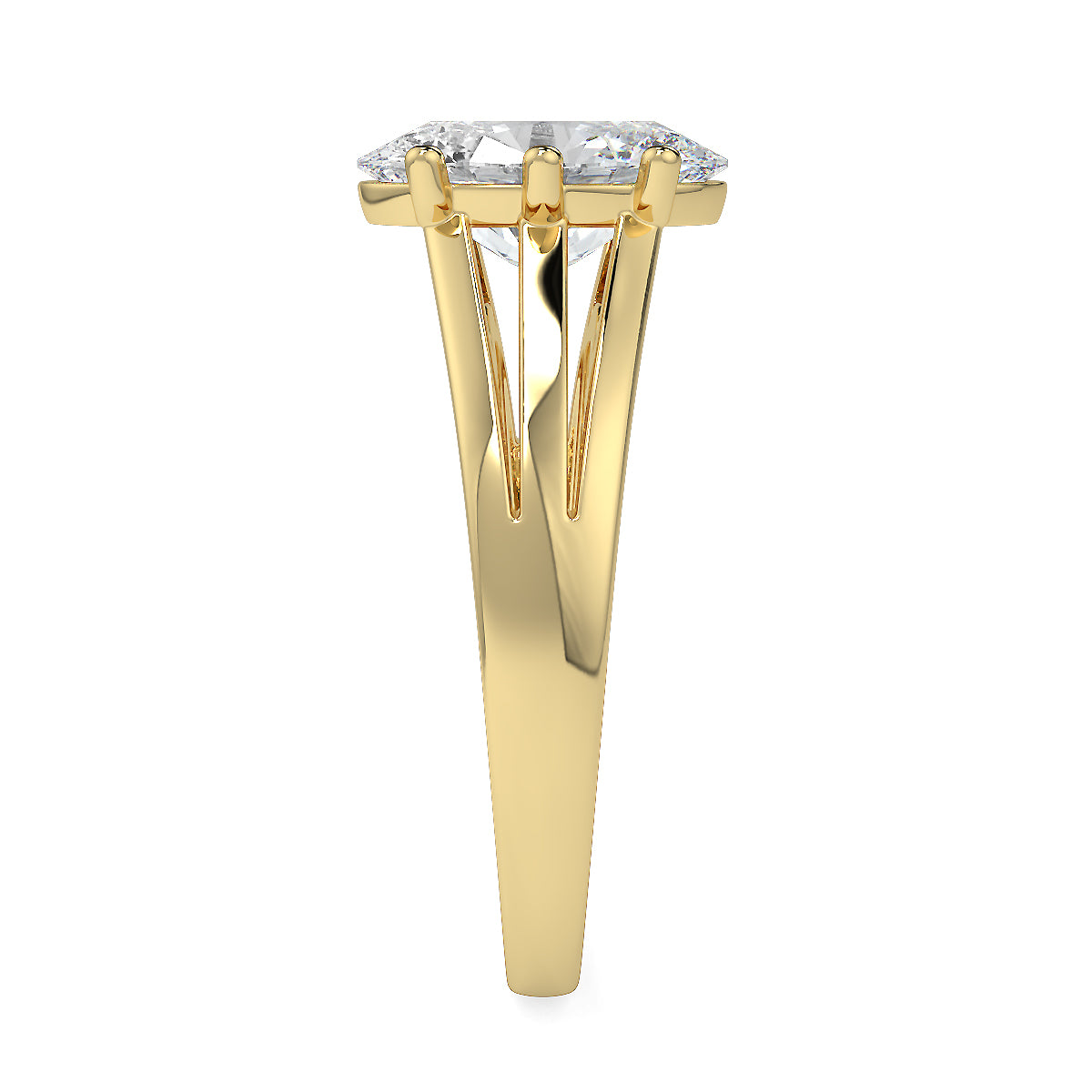 2-Carat Oval Lab-Grown Diamond Solitaire Ring with a Three Split Band/Shank