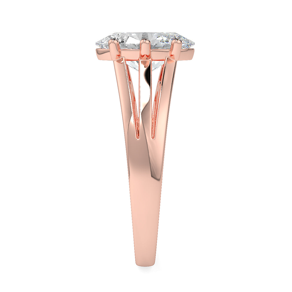 2-Carat Oval Lab-Grown Diamond Solitaire Ring with a Three Split Band/Shank