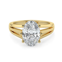 2-Carat Oval Lab-Grown Diamond Solitaire Ring with a Three Split Band/Shank