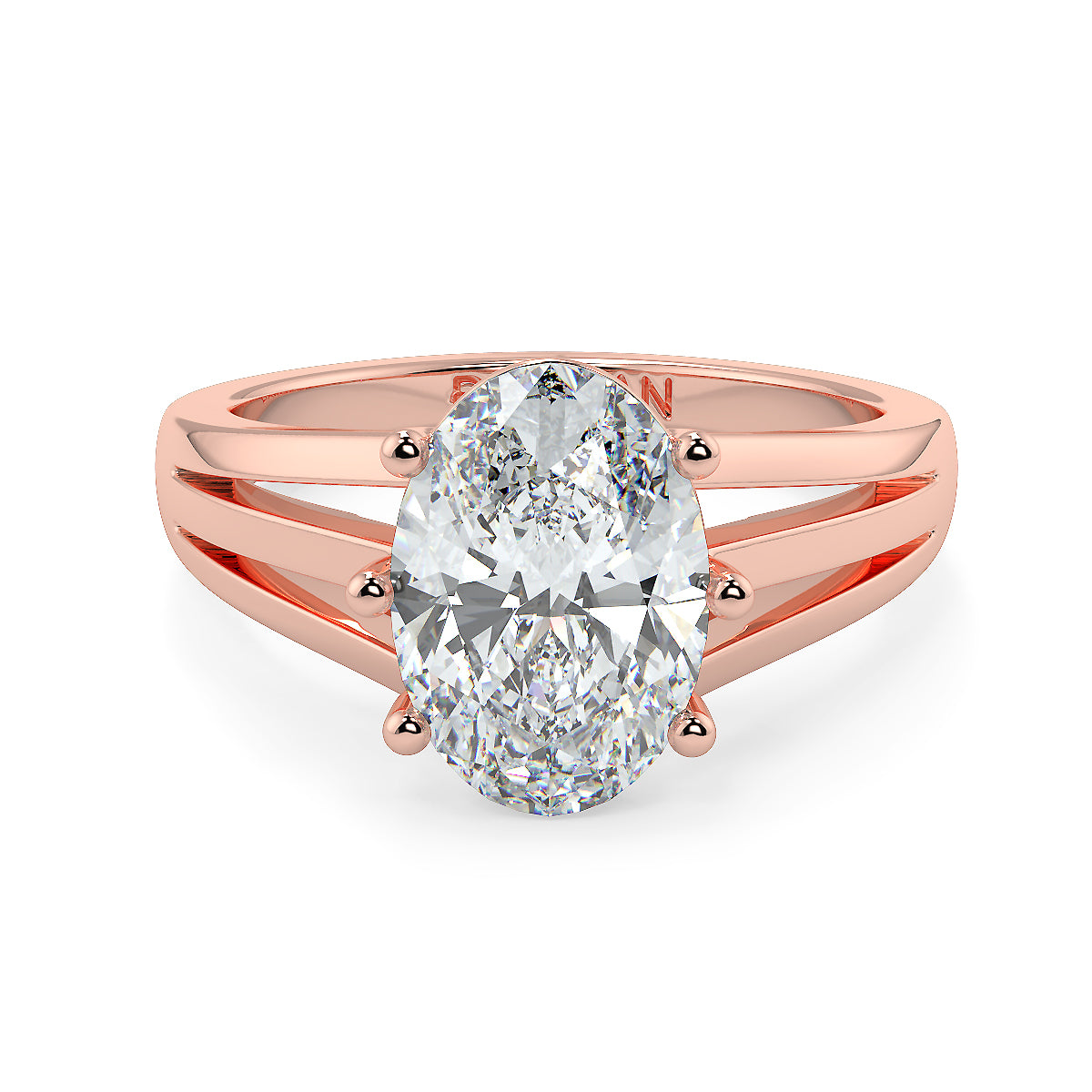 2-Carat Oval Lab-Grown Diamond Solitaire Ring with a Three Split Band/Shank