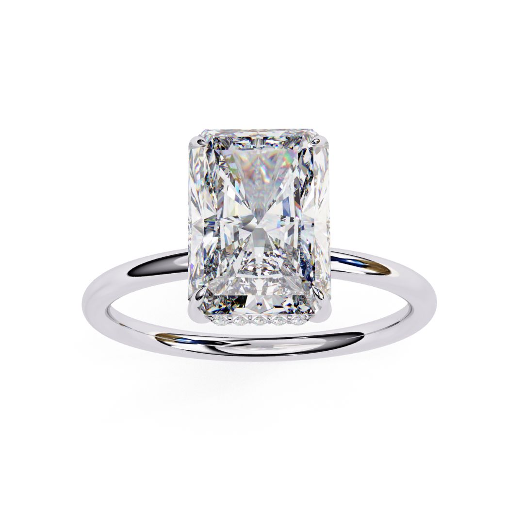 1–5 Carat Radiant Cut Lab Grown Diamond Hidden Halo Ring | Classic Solitaire | Dual Tone Options | IGI Certified | 18K Gold