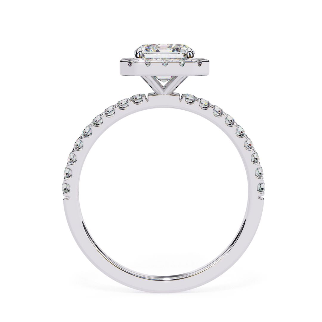 Emerald-Cut Lab-Grown Diamond Halo Ring