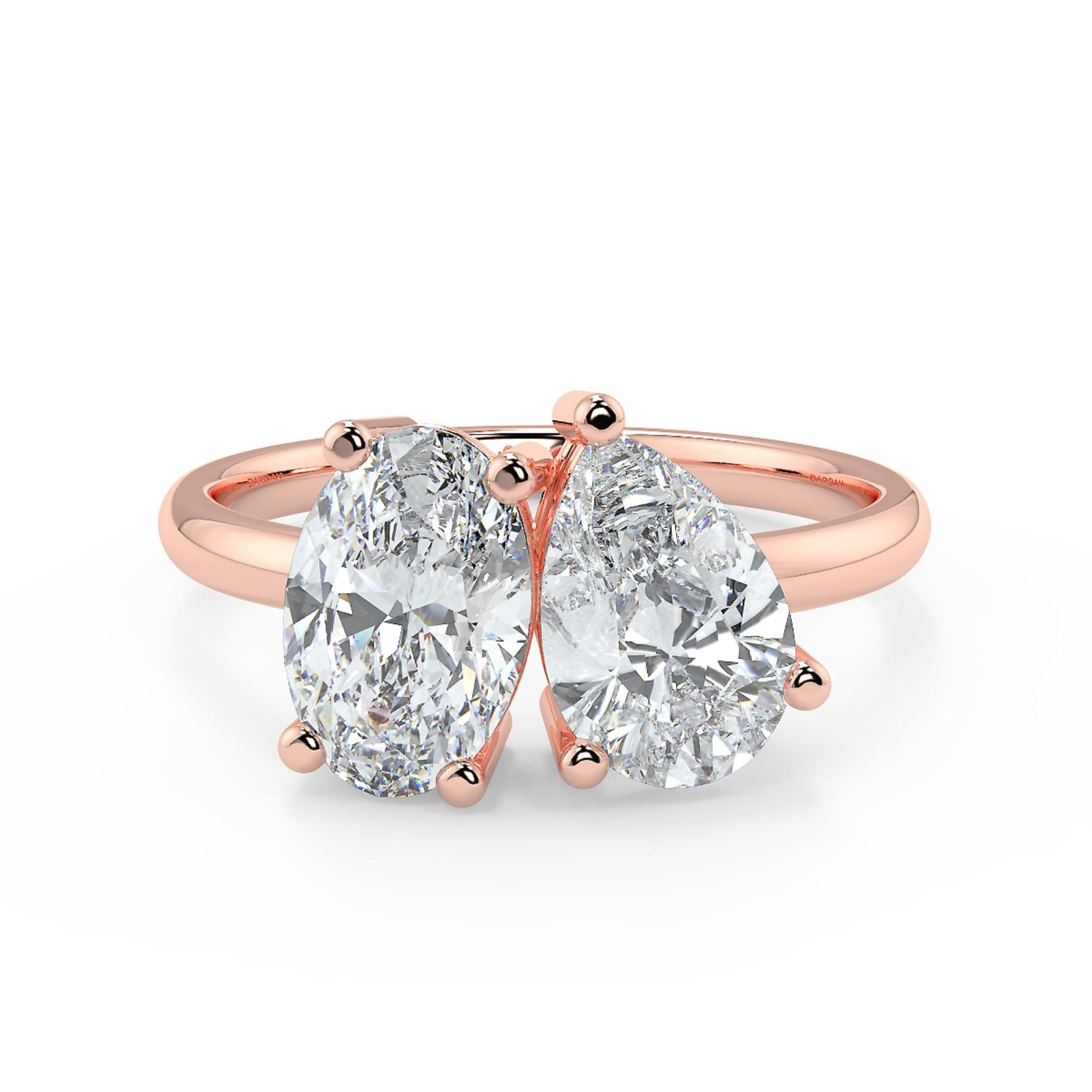 Oval and Pear Toi et Moi Lab-Grown Diamond Solitaire Ring in 18K White, Yellow & Rose Gold