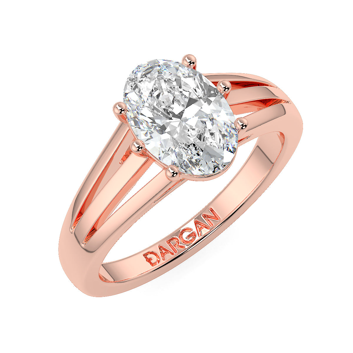 2-Carat Oval Lab-Grown Diamond Solitaire Ring with a Three Split Band/Shank